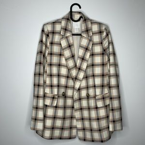 H&M PLAID NEUTRAL BLAZER